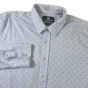 Buttercloth Long Sleeve Button Shirt Mens XL Regular Fit Blue Geometric Dot